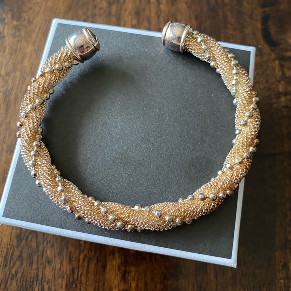 925 Silver Mesh Cuff Bracelet - Picture 1 of 2